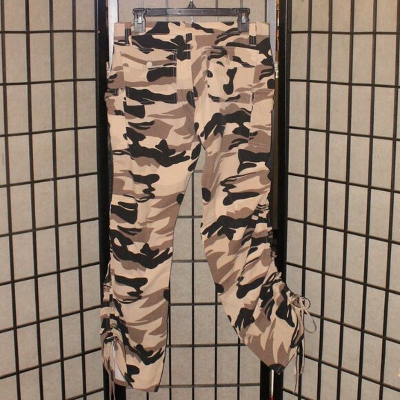 Women’s Vintage Pants - Y2K Low Rise Camo Pants/Capris 2000s Lazer Jeans sz. 13 - Picture 7 of 8